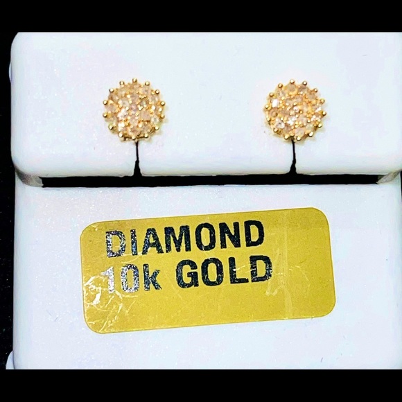 EARLY BLACK FRIDAY SALE! 10k SOLID GOLD REAL DIAMOND EARRING Unbeatable GIFT WOW - Picture 6 of 8